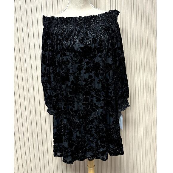 Laundry by Shelli Segal Off-Shoulder Black Floral Dress Size L - Style LY0850 - Picture 1 of 7